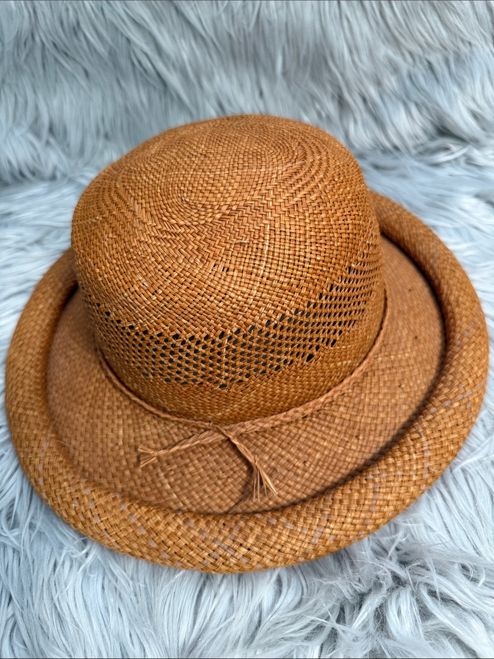 Vintage Women's Straw Hat in Natural Brown